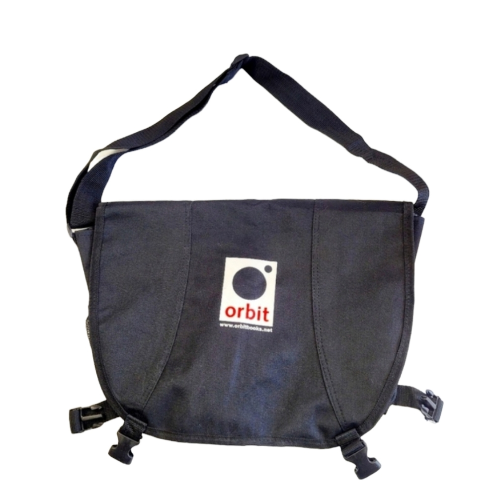 Travelwell Black Shoulder Bookbag with Orbit Graphic